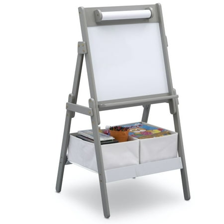Delta Children Classic Kids Whiteboard/Dry Erase Easel with Storage, Grey