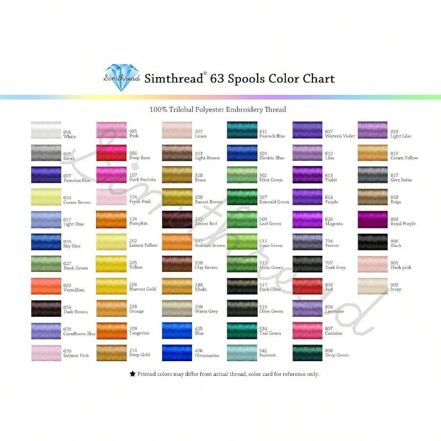 63 Colors Polyester Compatible with Brother Embroidery hine Thread Kit 40 Weight Compatible with Brother lock Janome Singer Pfaff Husqvarna Bernina Embroidery Sewing hines 550Y
