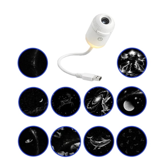 Galaxy & Ocean Projector Night Light, 2-in-1 USB Star Lamp with Multiple Projection Films, Adjustable Brightness, 360° Rotating Projector Head for Bedroom Ceiling Wall and Car Decor
