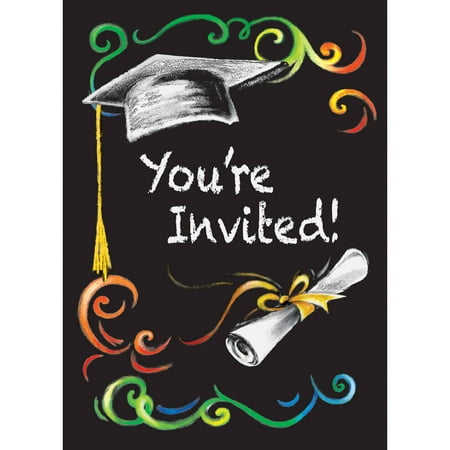 Chalkboard Graduation Invitations, 8ct