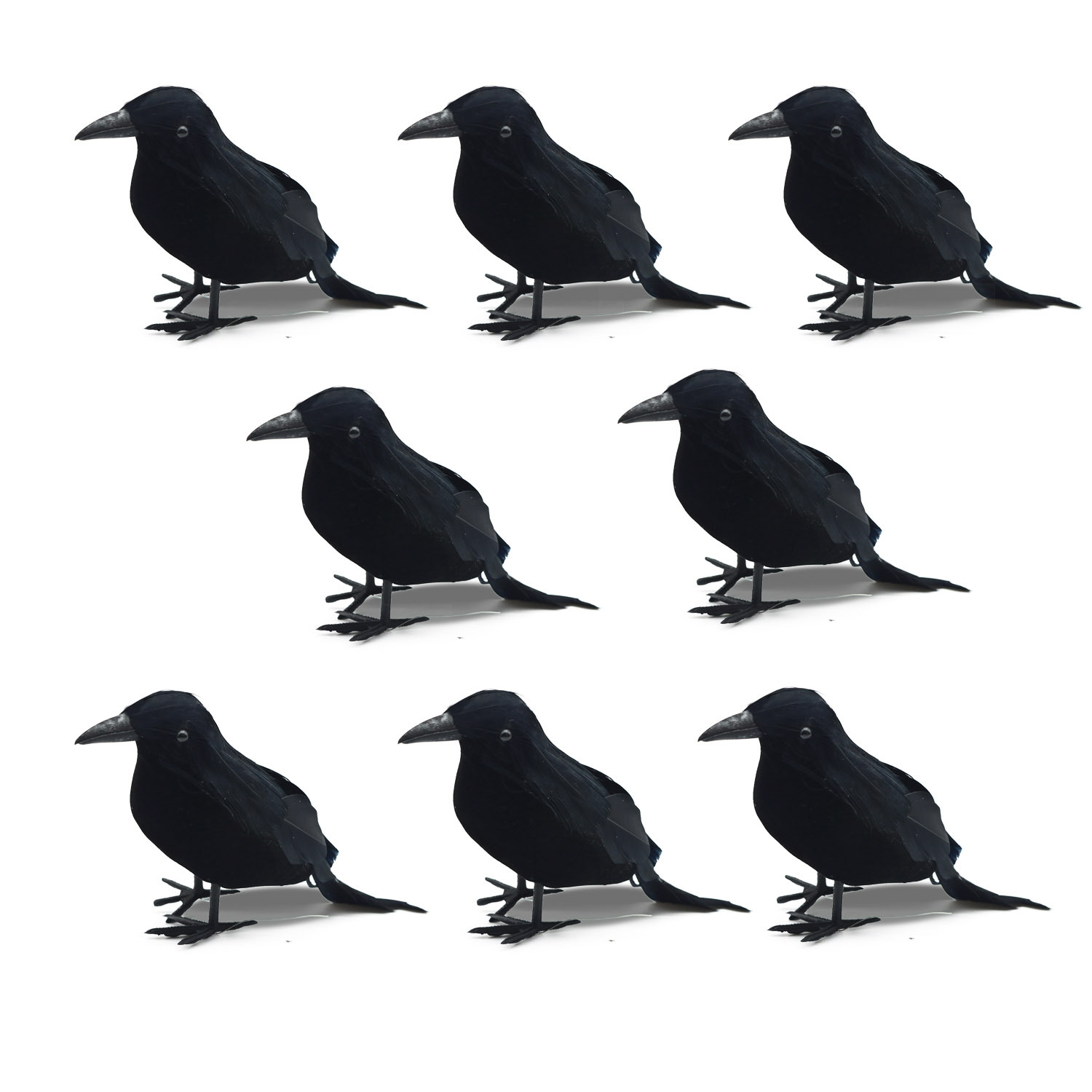 LOVE DOCK 8 Pieces Halloween Black Crows Feathered Crows Realistic