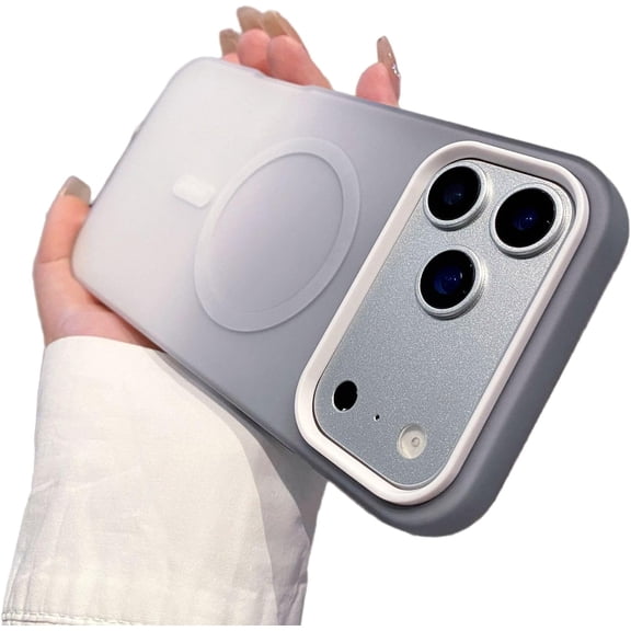 Gradient Silicone Shockproof Magnetic Phone Case for iPhone, Compatible with (Gray,iPhone 17 Pro Max)