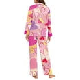 thumbnail image 4 of Renewold Valentine's Day Pajamas for Women 2 Pieces Colorful Hearts Long Sleeve Button Down Sleepwear Set Soft Snug-Fit Loungewear Top & Pants Size L, 4 of 6