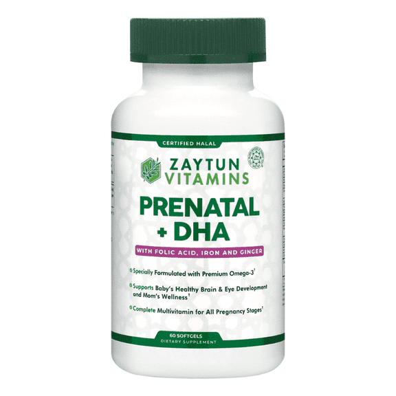 Zaytun Vitamins Halal Prenatal   DHA Multivitamin Softgels, 60 Softgels