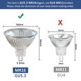 thumbnail image 2 of Paquete de 8 focos halógenos MR16 GU5.3 de 20 W y 12 V, regulables, blanco cálido de 2700 K, 210 LM, bombilla reflectora halógena, foco GU5.3 con base de dos pines y ángulo de haz de 36°., 2 of 6