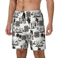 thumbnail image 2 of Uemuo Beach Pattern Mens Swim Trunks Quick Dry Board Shorts with Mesh Lining, Stretch Beach Shorts Quick Dry No-Chafing Board Shorts-, 2 of 9