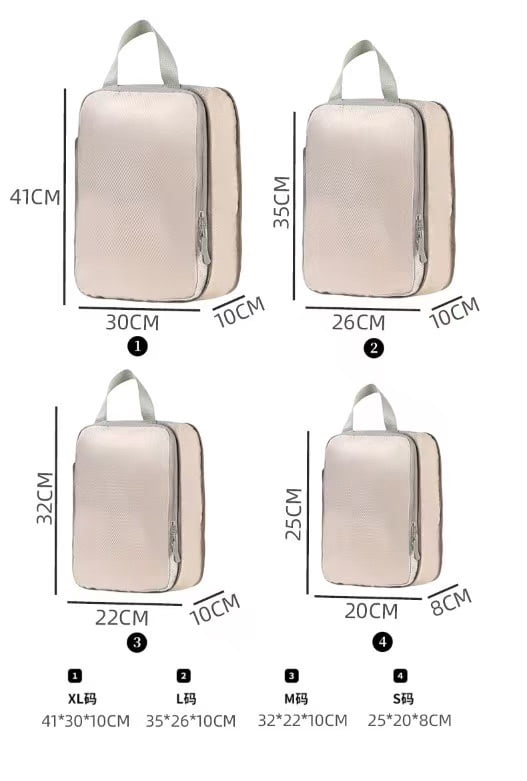 4 Set Compression Packing Cubes for Travel Expandable Luggage Organizers Bags for Carry on Suitcases Storage bag