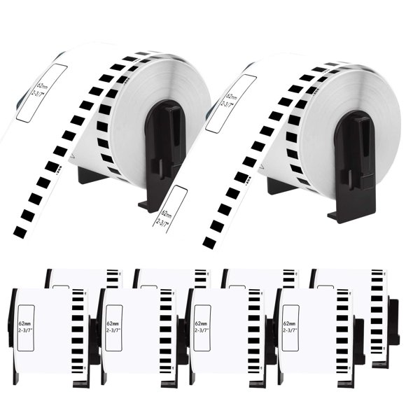 NineLeaf 10 Roll (10 Cartridge Frame) Label Continuous Paper Roll Replacement Compatible for Brother DK-2205 DK2205 2.4 (2-3/7) Inch X 100 Feet for Q Touch QL-500 Series Printers