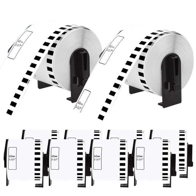 NineLeaf 10 Roll (10 Cartridge Frame) Label Continuous Paper Roll Replacement Compatible for Brother DK-2205 DK2205 2.4 (2-3/7) Inch X 100 Feet for Q Touch QL-500 Series Printers