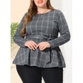 thumbnail image 2 of Blude talgrande pamujer con pade gallo, blusas de trabajo informales paoficina, top peplum gris XL, 2 of 5