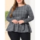 thumbnail image 2 of Blude talgrande pamujer con pade gallo, blusas de trabajo informales paoficina, top peplum gris 4XL, 2 of 5