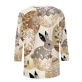 thumbnail image 6 of Staron Women's 3/4 Sleeve Shirts Casual Summer Tops Trendy Blouses Cute Easter Printed Round Neck Loose Button Up T-Shirts, Beige 3XL, 6 of 7