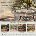 thumbnail image 6 of Round Outdoor Tablecloth with Umbrella Hole and Zipper, Retro Minimalist Art Tablecloth with Elastic Waterproof, Abstract Bohemia Aesthetics Brown Beige Patio Table Covers for 45" - 54" Pool Tables, 6 of 9