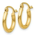 thumbnail image 2 of Real 14kt Yellow Gold Polished 2mm Tube Hoop EarRings; for Adults and Teens, 2 of 4