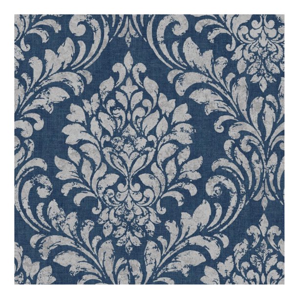 Muriva - Papel Pintado de Pared Eleanor Diseño Damasco (Azul)