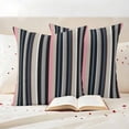 thumbnail image 3 of Black Blue Pink Striped Outdoor Waterproof Pillow Covers, Farmhouse Modern Stripes Art Decorative Square Throw Pillowcase Sofa Cushion Sham for Patio/Couch/Chair, 24"x24" 2 Pack, 3 of 8