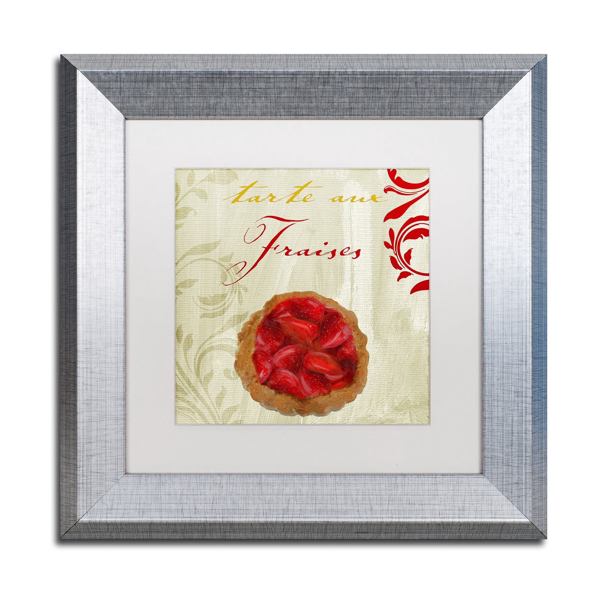 Trademark Fine Art "Tartes Francais, Strawberry" Canvas Art by Color Bakery White Matte, Silver Frame
