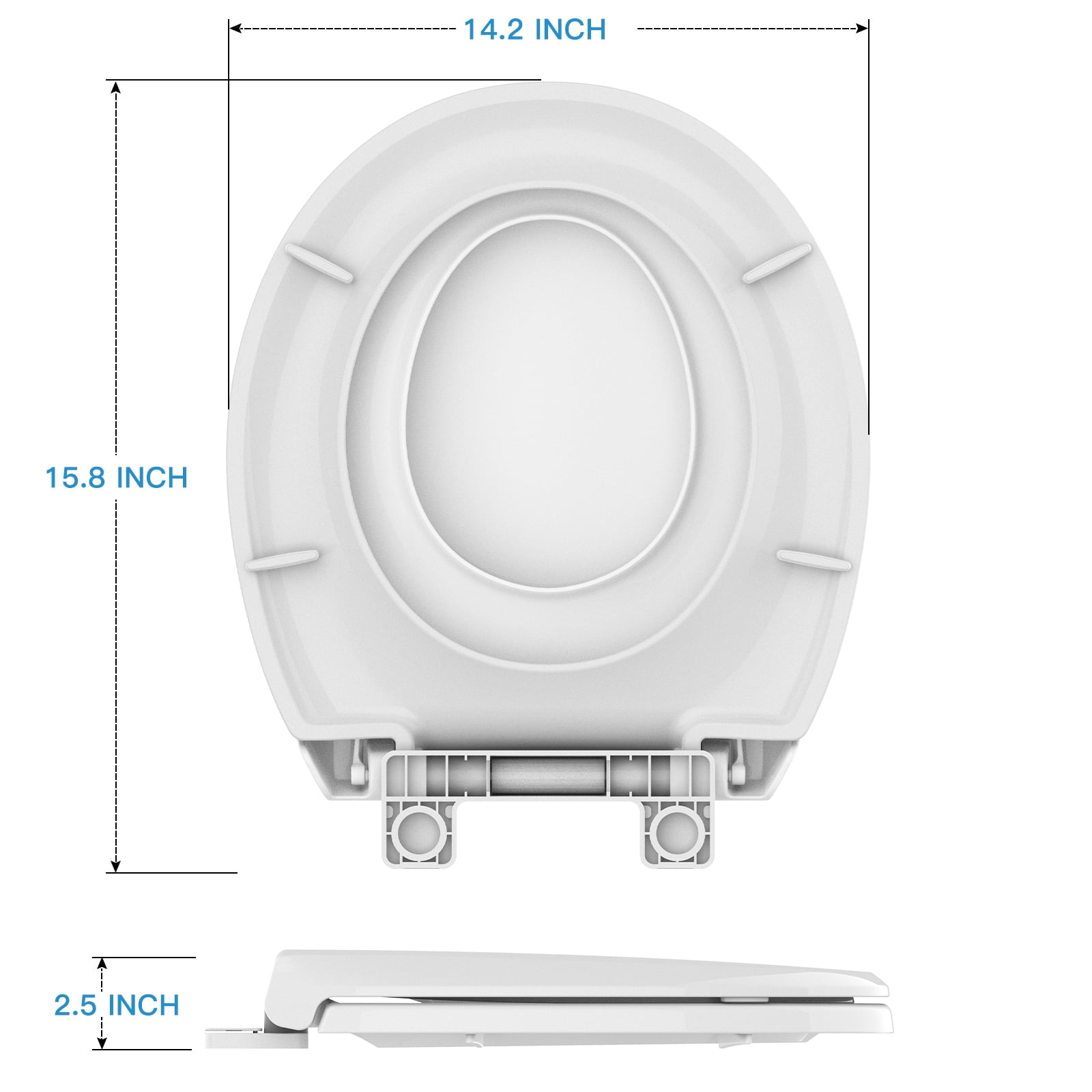 Round Toilet Seat with Built in Potty Training Seat, Potty Training Toilet Seat for Toddlers, Magnetic Kids Seat and Cover, Slow Close and Never Loosen, Fits both Adult and Child