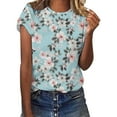 thumbnail image 2 of Women Daily Casual Flowers Printed Short Sleeve O Neck T Shirt Tops, 2 of 5