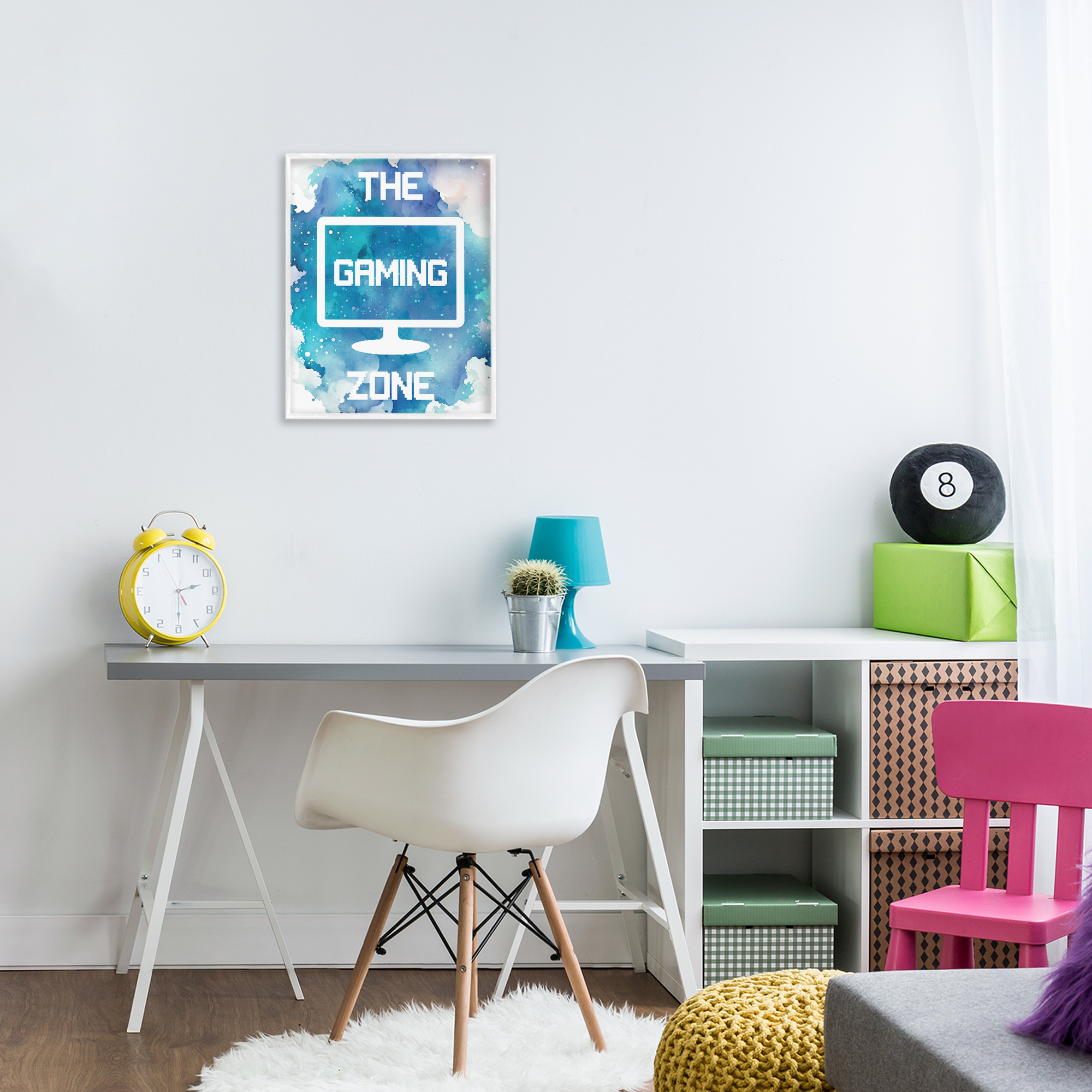 Gaming Zone Moniter White Framed Giclee Art, design by Marcus Prime