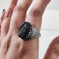 thumbnail image 2 of Rough Black Tourmaline Mans Ring, Natural Black Tourmaline, Silver Jewelry, 925 Silver Ring, Birthday Gift, Heavy Mens Ring, Arabic Design, Ottoman Style Ring, Christmas, Turkey Mens Signet Ring, 2 of 7
