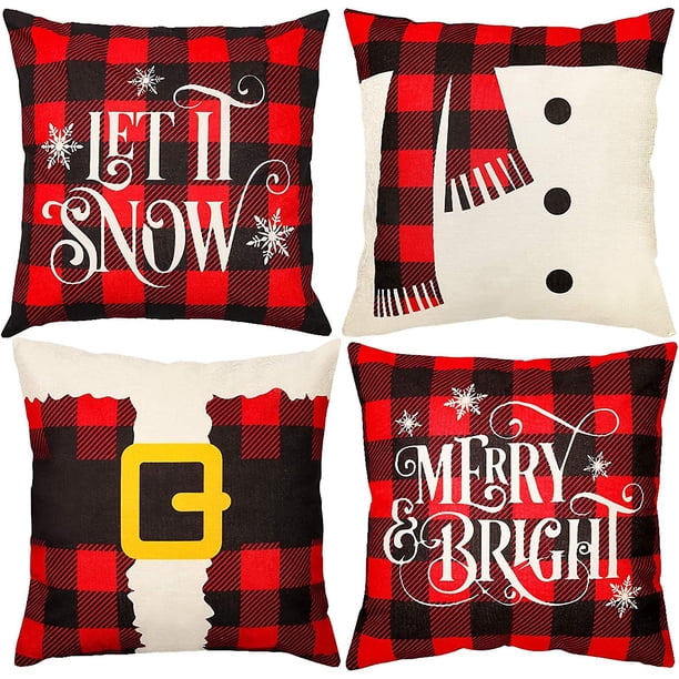 Juego de 4 fundas de almohada navideñas YUANXCMXG 18 x 18 pulgadas Decoraciones de gnomos