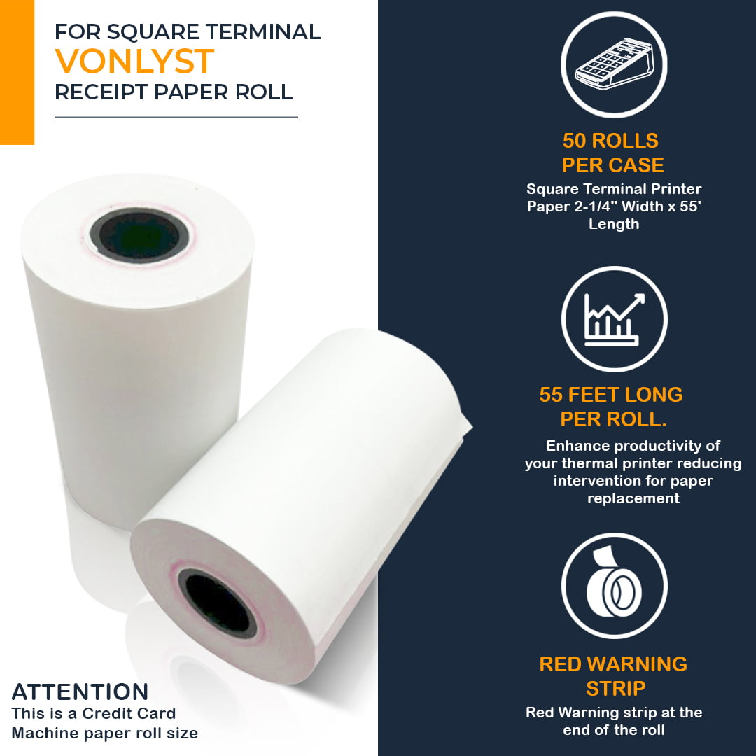 Square Terminal Receipt Paper Roll 2 1/4