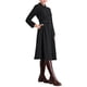 thumbnail image 4 of INSPIRE CHIC Vestido A-Line Vintage para Mujer con Cuello, Manga Larga, Cinturón, Vestido de Trabajo con Falda Acampanada, Negro, 4 of 5