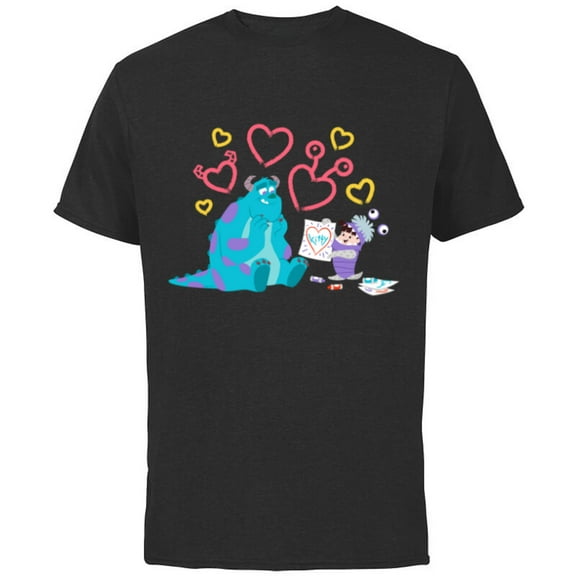 Disney and Pixar’s Monsters, Inc. Sulley Boo Kitty Hearts - Short Sleeve Cotton T-Shirt for Adults - Customized-Black