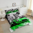 thumbnail image 4 of Erosebridal Futuristic Race Car Bedding King Comforter Set, Green Down Comforter, Extreme Sports Decor, Reversible 3 Pieces, 4 of 7