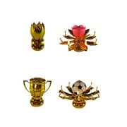 Exciting Candle Birthday Candle, 2 Pack, 1 Gold Lotus Flower and 1 Soccer Trophy