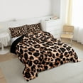 thumbnail image 3 of Castle Fairy Wildlife Leopard Print Full Size Comforter Sets,Black Brown Bedding Sets, 3 of 8