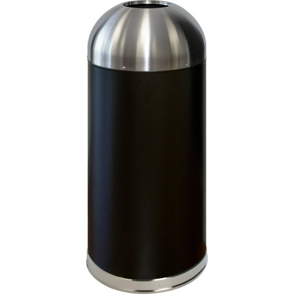 Genuine Joe, GJO58896, 15 Gallon Dome Top Trash Receptacle, 1 Each, Black,Silver