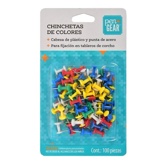 Chinchetas para Tablero de Corcho Pen + Gear Colores 100 piezas