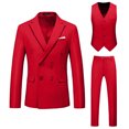 thumbnail image 3 of Horkkom Mens Suits 3 Piece Double Breasted Blazer Classic Fit Suit Vest Dress Pants Suits for Party Wedding and Business, 3 of 6