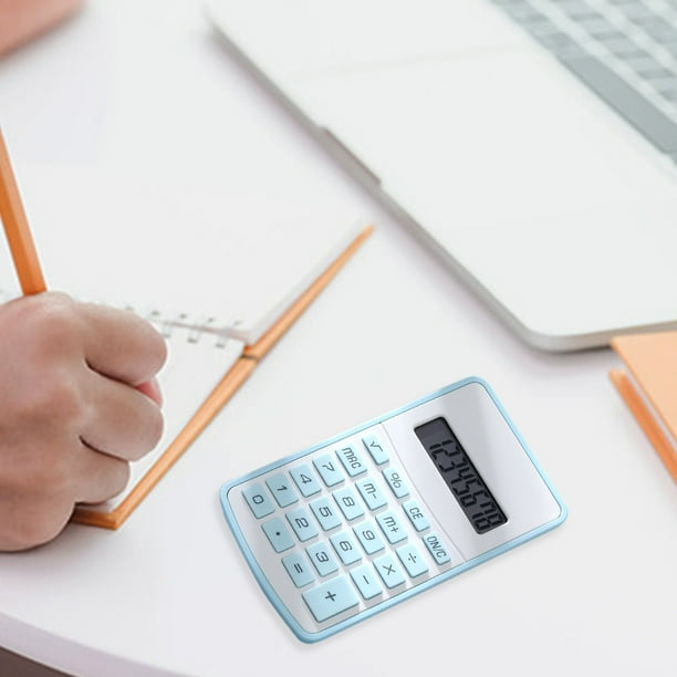 Calculadora estándar de 8 dígitos con pantalla grande y botones redondos | Calculadora básica de escritorio con teclas silenciosas y sensibles