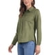 thumbnail image 4 of Camisa de ante sintético INSPIRE CHIC para mujer, elegante y casual, con botones, de manga larga, ropa de otoño 2024, talla XL, verde oliva, 4 of 6