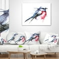 thumbnail image 4 of Designart Bird in Blue and Red - Watercolor Animal Throw Pillow - 16x16, 4 of 5