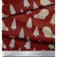 thumbnail image 2 of Soimoi Red Modal Satin Fabric Bear & Tree Christmas Printed Fabric 1 Yard 42 Inch Wide, 2 of 3
