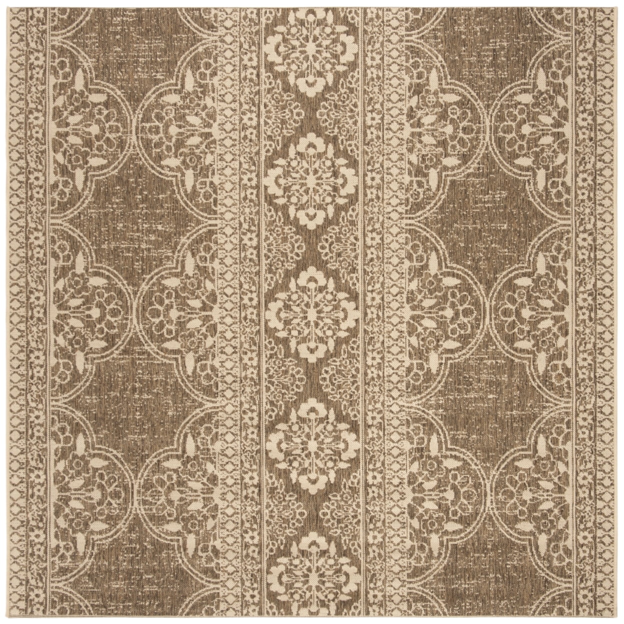 SAFAVIEH Beach House Kiaran Southwestern Indoor/Outdoor Area Rug Cream/Beige, 6'7" x 6'7" Round