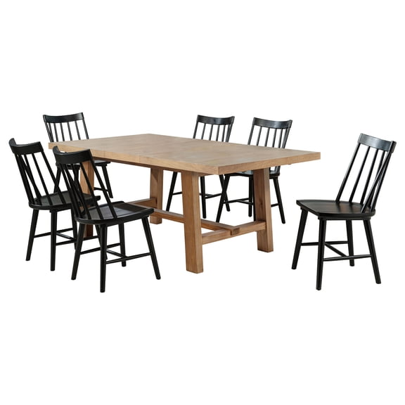 Middleton 7-piece Extension Leaf Dining Set Natural and Black