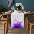 thumbnail image 2 of Modern Purple Table Runner - 90 Inch Long, Kitchen Dining Table Runner Dresser Scarves, Gradient Floral Abstract Bohemian White Farmhouse Decor for Coffee Tables Wedding Party Banquet, 2 of 8