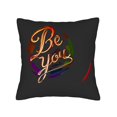 thumbnail image 4 of Set of 2 18x18in Throw Pillow Covers with Vibrant ' Be You ' Design Colorful Circular Patterns on Black Background Perfect for Couch Bed Car, 4 of 8