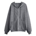 thumbnail image 5 of Zip Up Hoodies Women 2026 Spring Casual Long Sleeve Sweatshirts Fall Winter Track Jackets with Pockets Gray 2XL, 5 of 5