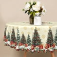 thumbnail image 6 of Nanqianyi Christmas & New Year Tablecloth 70 Inch Round, Winter XMAS Trees Snowflake Pattern Washable Table Cloth for Kitchen, Party, Dining, 6 of 9