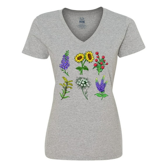 Inktastic Group of Beautiful Wildflowers Women's V-Neck T-Shirt