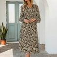 thumbnail image 4 of Wycnly Summer Dresses for Women Beach Party Fashion Elastic Waist Button Down Tunic A Line Long Dresses 2025 Short Sleeve V-Neck Leopard Print Maxi Formal Dress Brown m, 4 of 7