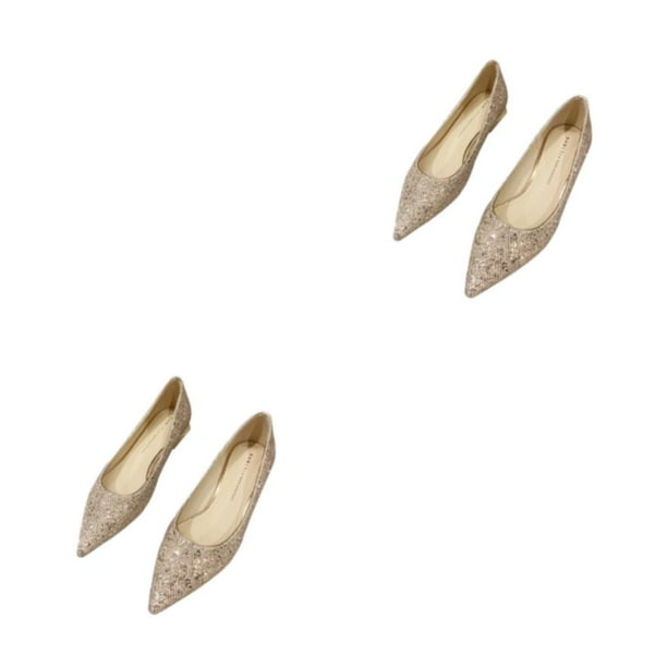Sonducket 2 mocasines cómodos de fibra de cuero, zapatos de salón delicados y fáciles de cuidar para mujer, zapatos de boda con lentejuelas Type6 NO6