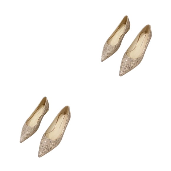 Zapatos Planos Qarigey Puntiagudos De 2 Piezas Para Mujer Cuero De Fibra Textura Rica Cómodos Zapatos De Corte Para Boda