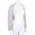 thumbnail image 4 of YEAHDOR Womens Chiffon Shrugs Short Sleeve Open Front Cropped Bolero Summer Casual Cardigan Light Grey One Size, 4 of 7